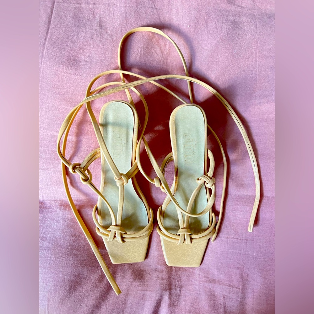 Beige Lace Up Sandals